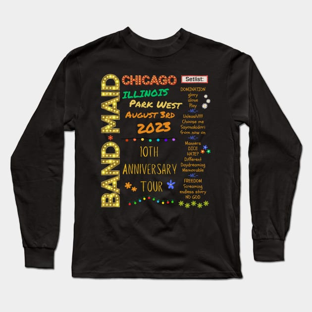 Band Maid Setlist - Chicago Park West Long Sleeve T-Shirt by Daz Art & Designs